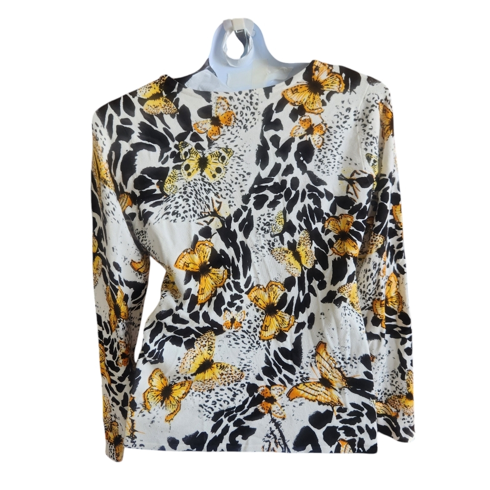 Venue Vintage Inspired Y2K Nostalgic Beaded Butterfly Cardigan Knit Sweater  M - Picture 8 of 14